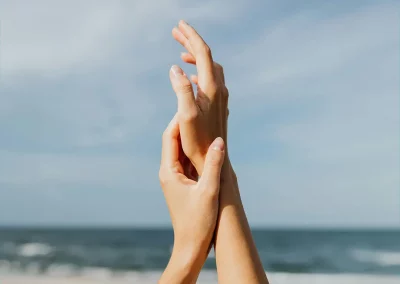 Manicured hands in the Devon South Hams area